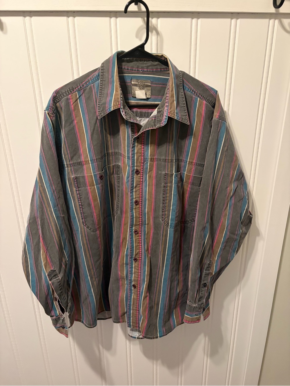 Vintage 90s Wrangler Western Shirt Mens XL Striped Multicolor Serape Rodeo
